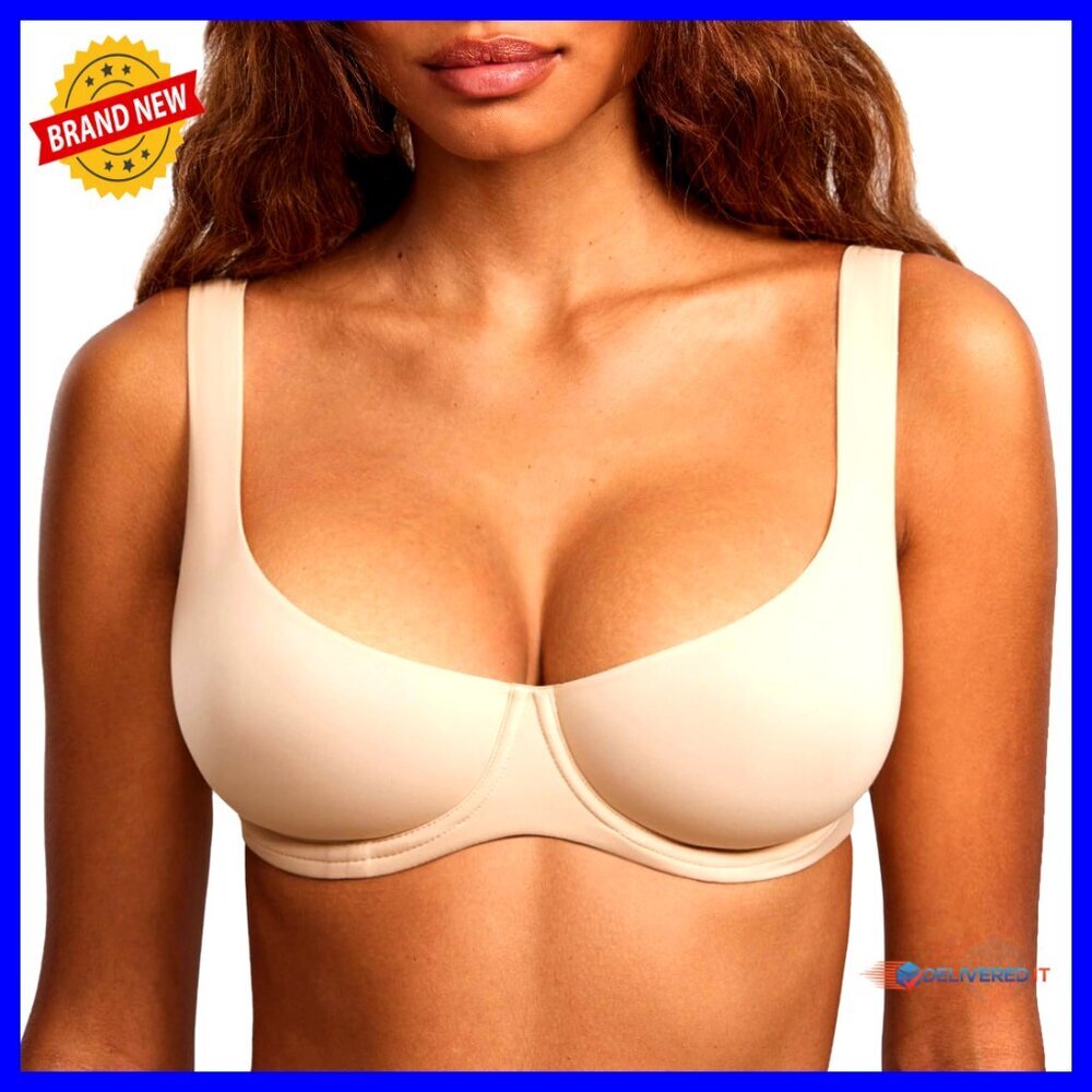 Plus Size Balconette Bra Unlined Underwire Supportive Scoop Neck